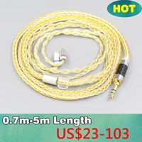 8 core occ silver gold plated braided earphone cable for 0 78mm flat step jh audio jh16 pro jh11 pro 5 6 7 ba custom ln007307