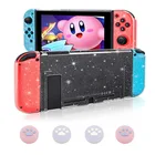 Прозрачный Блестящий жесткий чехол с цветами, защитный чехол, блестящий чехол для Nintendo Switch NS Joy-Con, прозрачная Защитная крышка для захвата большими пальцами