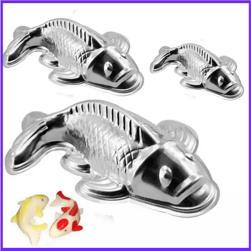 

1pcs Cake Decorating Tool Chinese New Year 3D Aluminum Carp Cake Mould Niangao Jelly Pudding Die Mold Baking Tools 3 Size