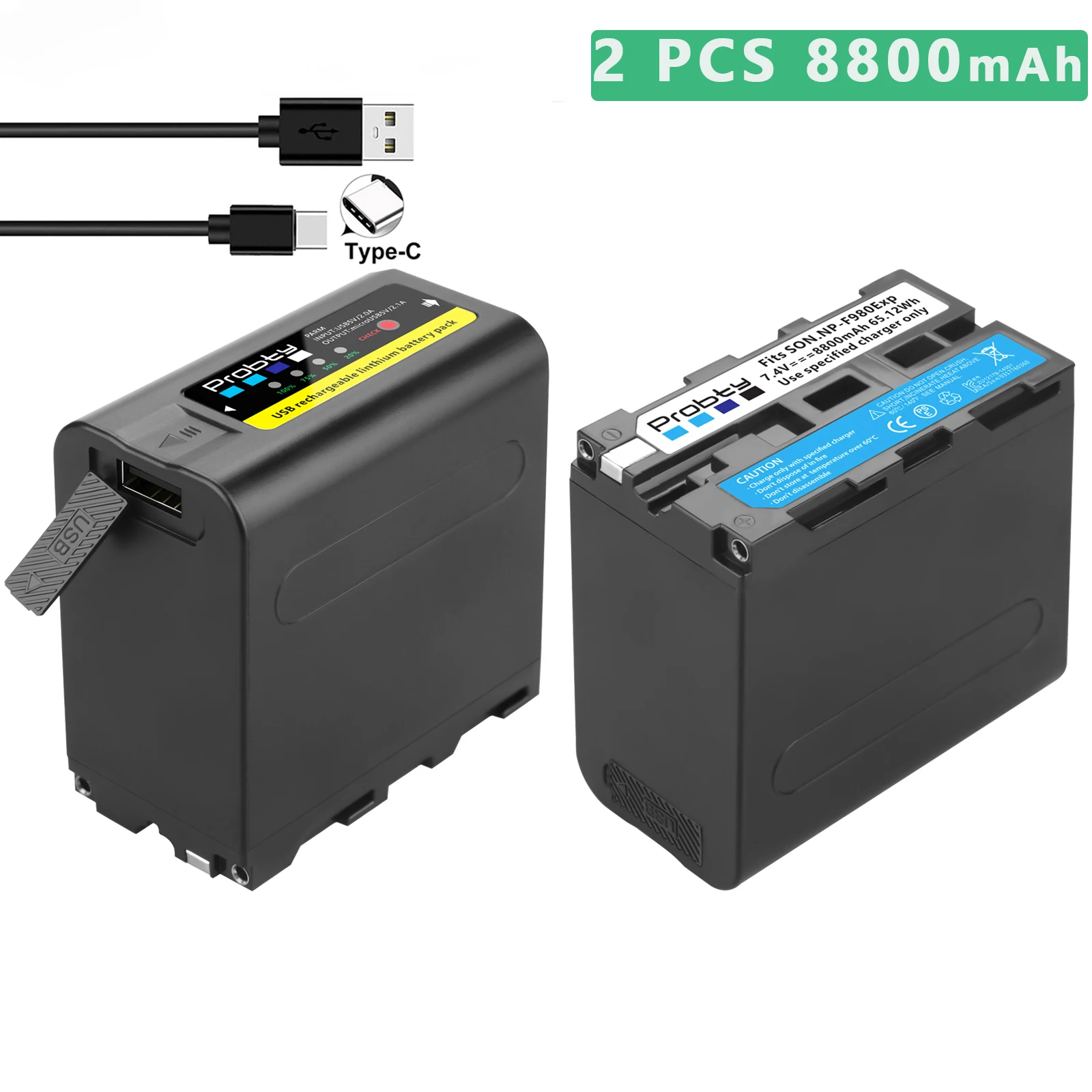 Probty 6800mAh/8800mAh NP-F980 NPF960 NPF970 аккумулятор с USB-выходом зарядки для Sony NP-F970 MC1500C - купить