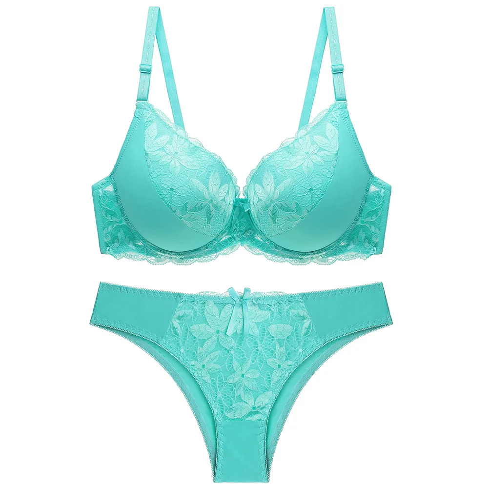 Underwear Women Set Sexy Lace Bra Set Underwear Set Solid Female Women Underwire Push Up Cup A B C 32 34 36 38 40 42 44 46