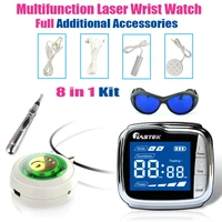 lastek 8 in 1 home medical kit laser wrist watch heart protector acupuncture pen diabetes rhinitis pain relief treatment device