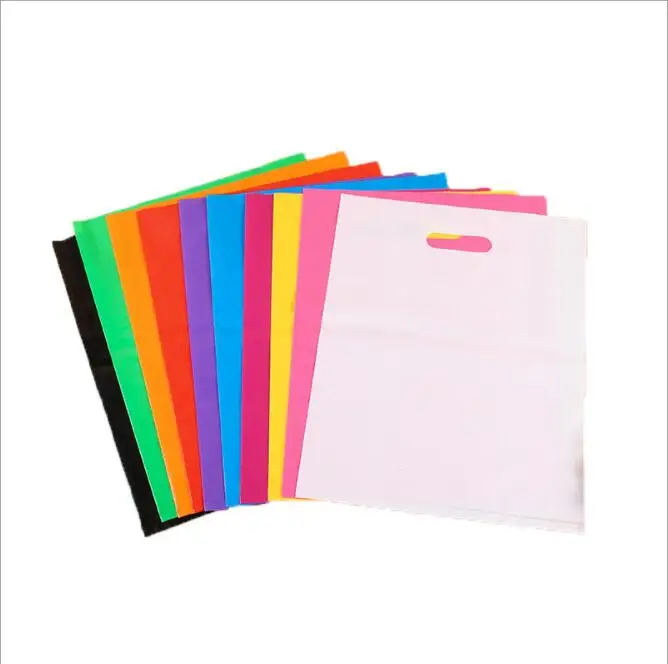 10 шт. однотонные пакеты для покупок пластиковые с ручками упаковки подарков на