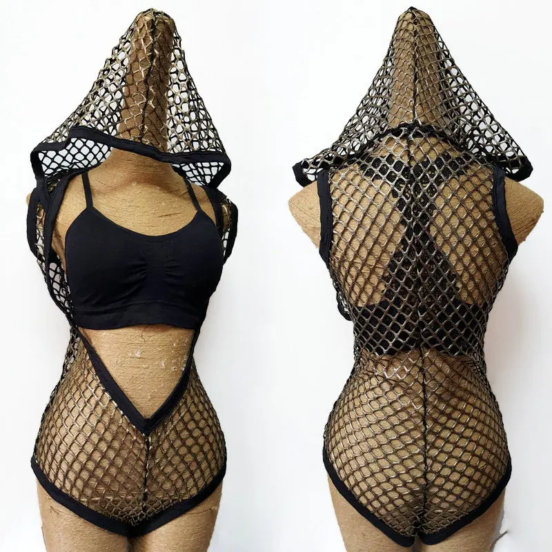 

Новый сексуальный сетчатый костюм для ночного клуба, танцевальный костюм для бара, костюм для выступления, Женский костюм для певицы и джаз...
