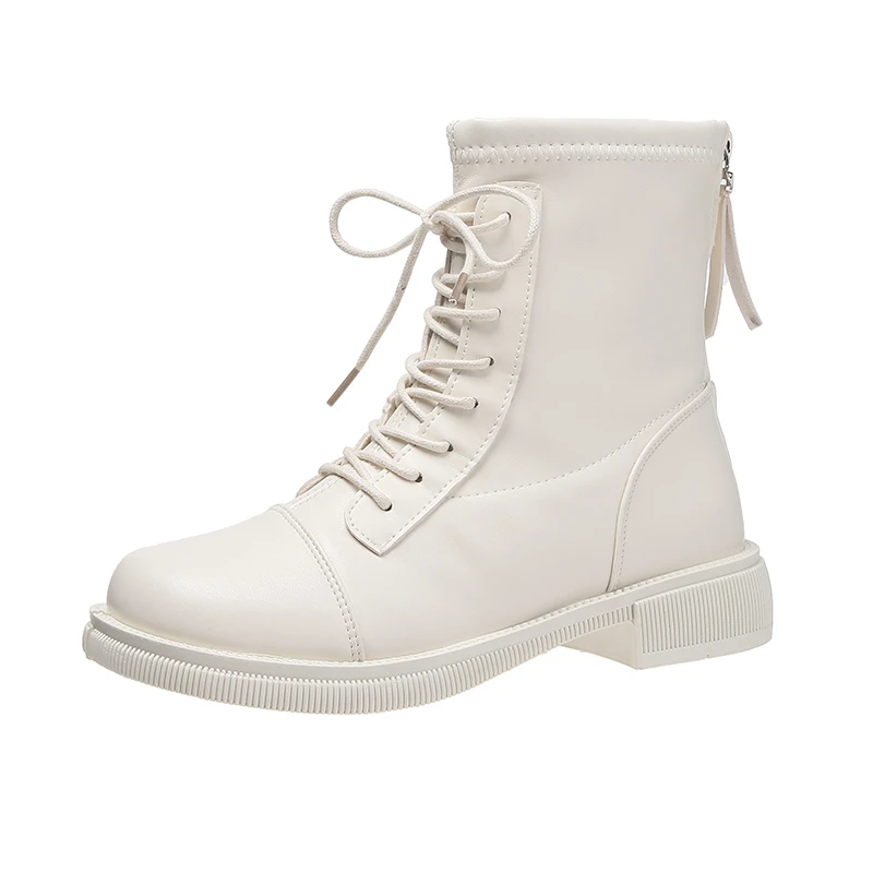 

Женские ботинки на платформе, однотонные дизайнерские ботинки до середины икры, на молнии, с круглым носком, Осень-зима 2021