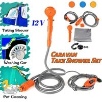 portable car washer 12v camping shower car shower high pressure power washer electric pump for outdoor camping travel pet