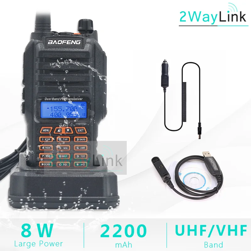 12V Charger-Cable CD 8 Вт Baofeng UV-9R IP67 водонепроницаемый двухдиапазонный 136-174/400-520 МГц Ham Радио рация 10 км UV-9R плюс UV-XR BF-A58 серии UV 9R - Цвет: 12V Charger-Cable CD