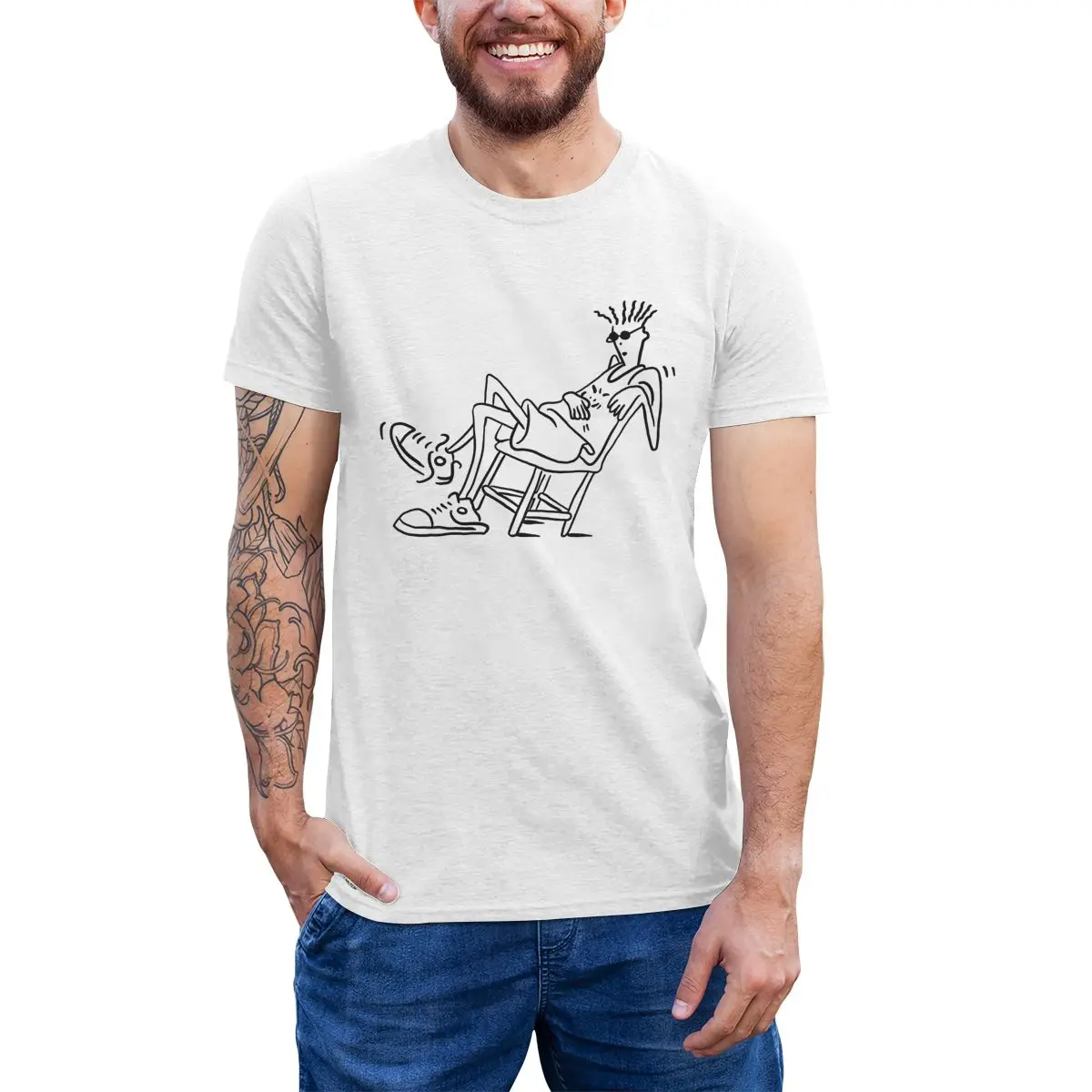Мужская футболка с короткими рукавами Fido Dido Chillin хлопковая Футболка графикой