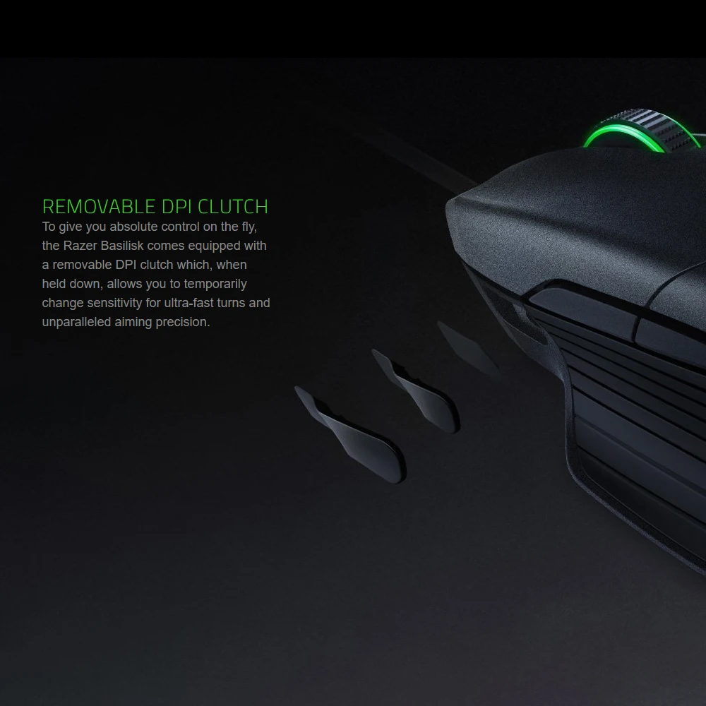 

Razer Basilisk Wired Gaming Mouse 6400dpi/16000DPI RGB 5G Optical Sensor Removable DPI Clutch Scroll Resistance 8Buttons Black