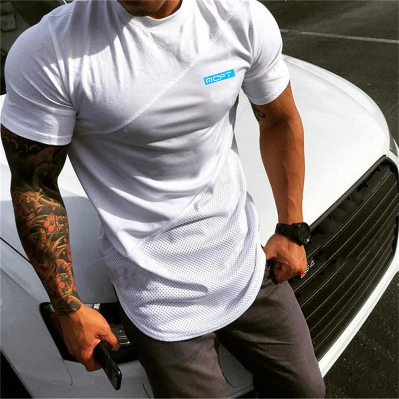 

Mens Brand Muscle Running Short T Shirt Bodybuilding Fitness Men Clothing Plus Big Size TShirt Cotton Mesh Short Sleeve Tshirt