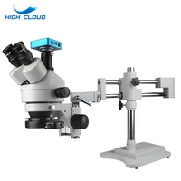 3 5x 90x double boom stand zoom simul focal trinocular stereo microscope38mp 2k hdmi usb industrial camera for phone pcb repair