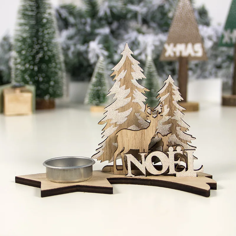 Рождественское украшение для дома деревянные игрушки Санта Клаус лось