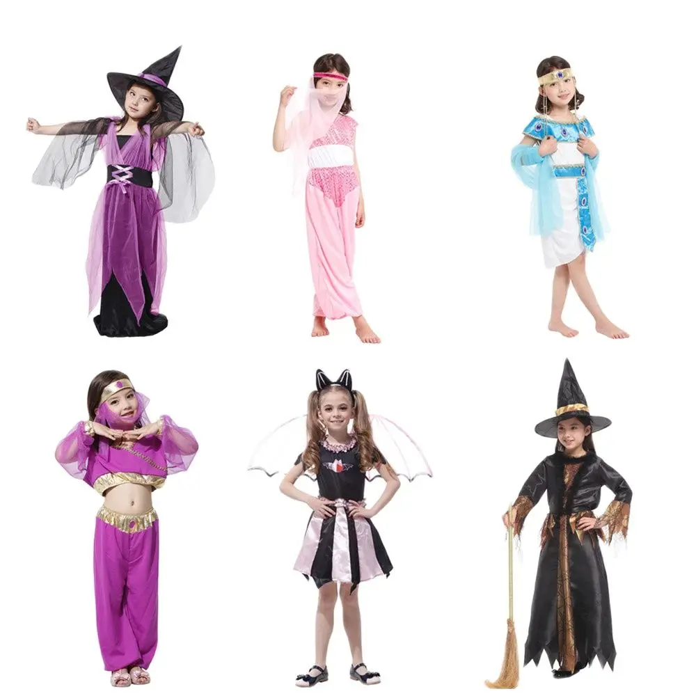 

Cute Witch Pink Arab Princess Dress Naughty Little Bat Black Gold Magic Witch Party Costume