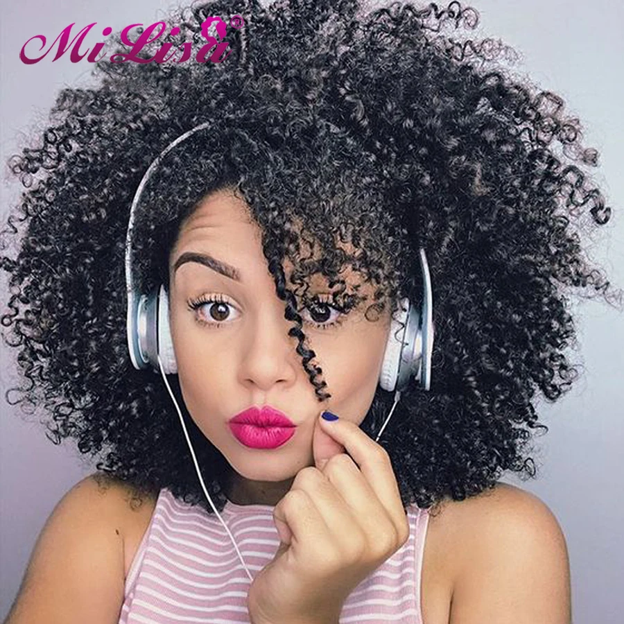 Афро кудрявый вьющиеся клип в Пряди человеческих волос для наращивания