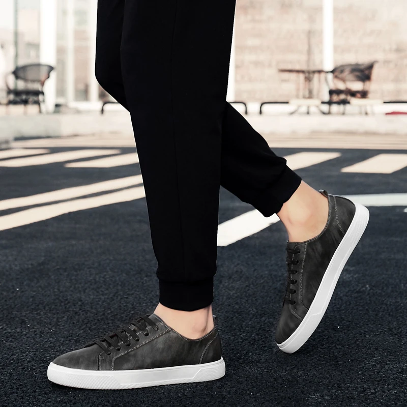 

Sneakers New Casual Shoes Mens Leather Flats Lace-Up Shoes Simple Stylish Male Shoe Fashion Sneakers Men Shoes trend wild casual