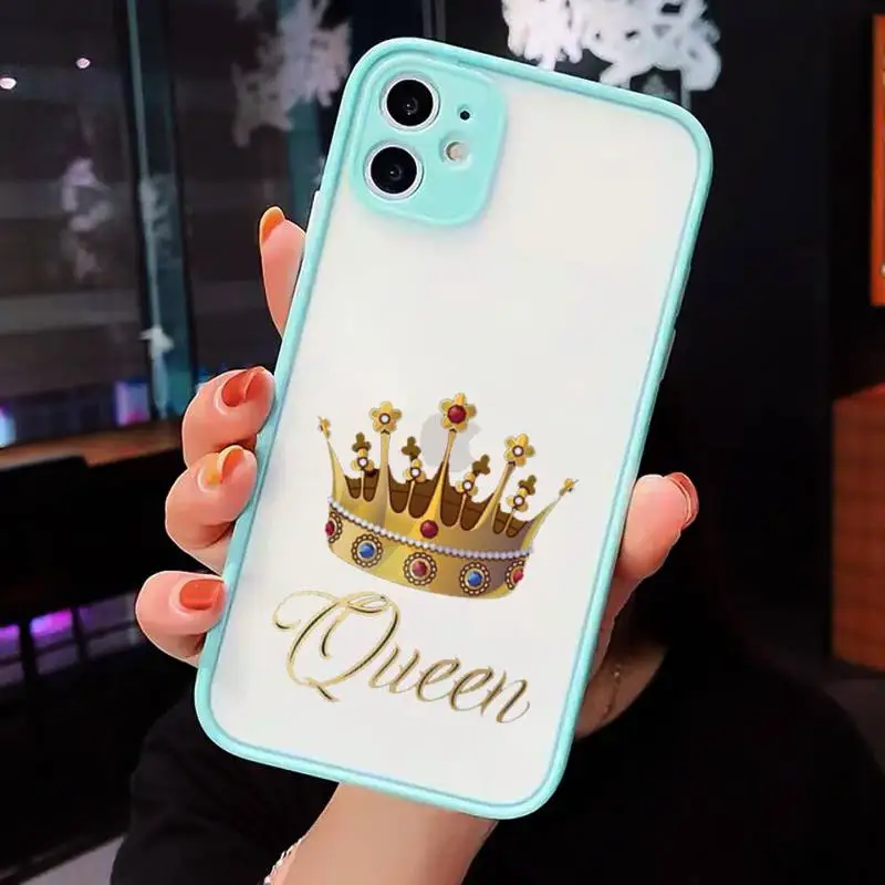 

A pair of crown queens Phone Case matte transparent For iphone 7 8 11 12 plus mini x xs xr pro max cover