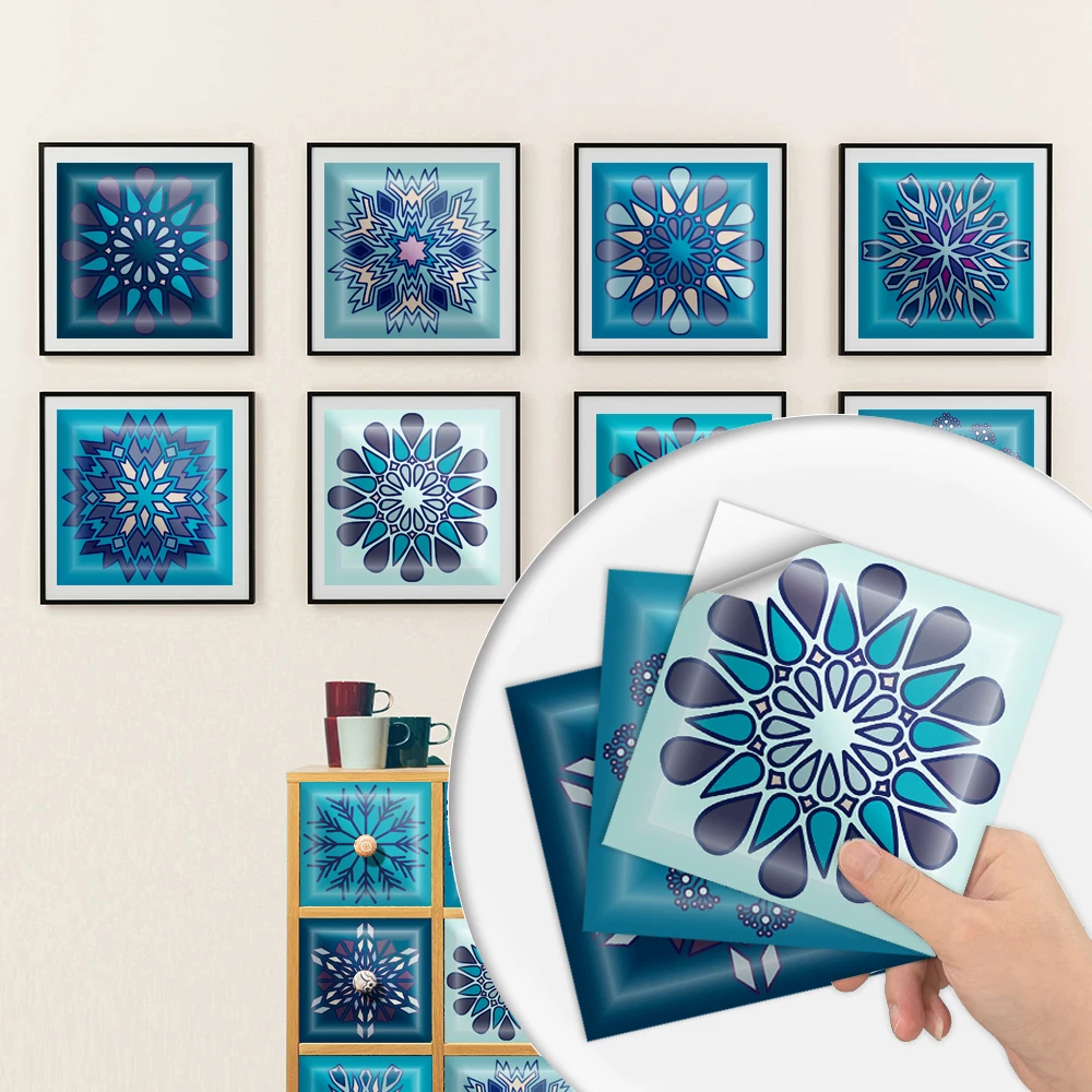 

Mandala style Floor Wall Tile Sticker for Home Decor Peel & stick self-adhesive splashback Tile Decals for Living Room Kitchen