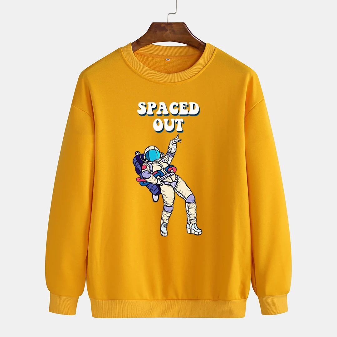 Мультфильм космонавт темно синий свободный свитер с принтом для мужчин на выход
