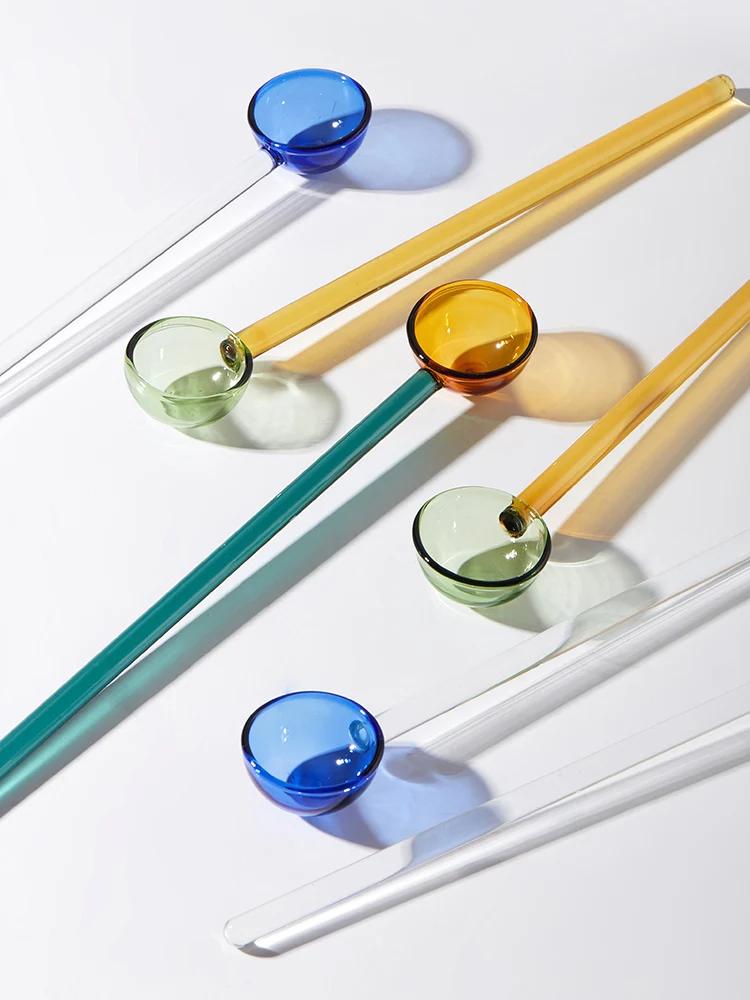 Необычная цветная прозрачная термостойкая стеклянная детская Милая ложка для