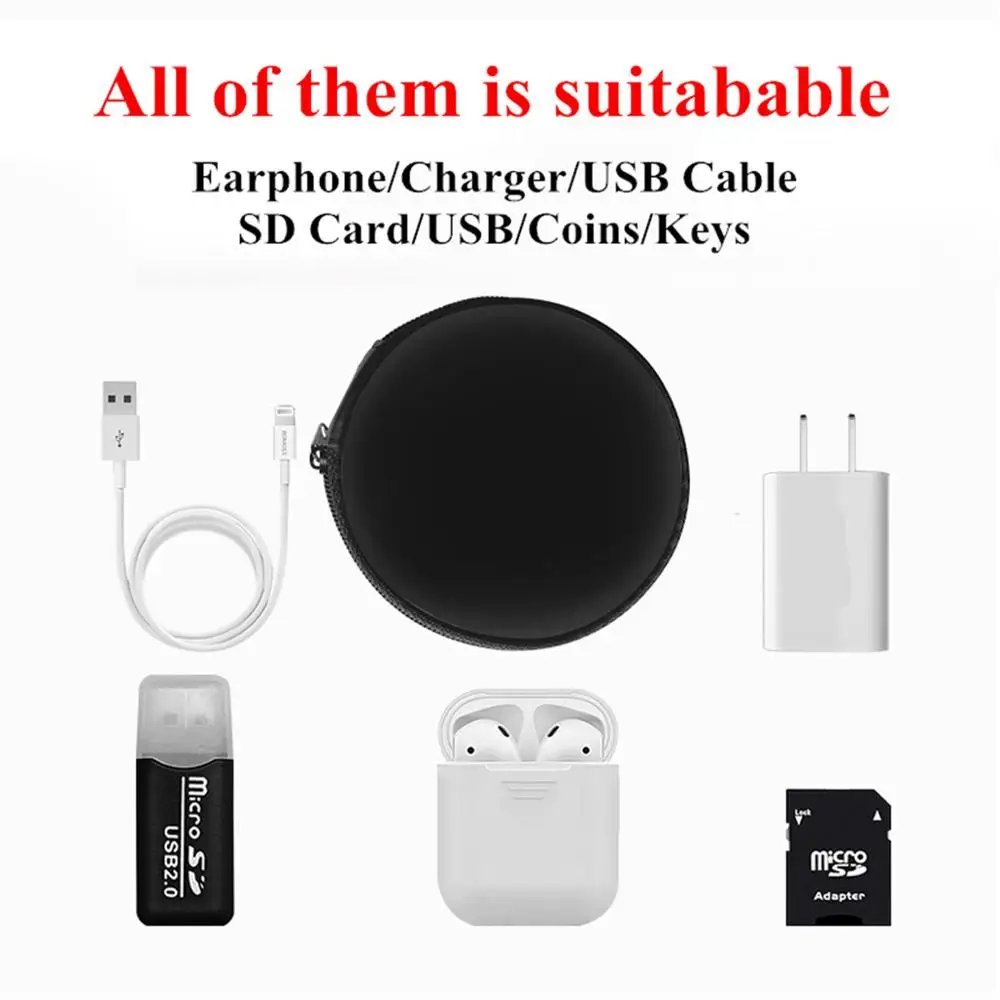 Портативный мини круглый жесткий чехол для наушников хранения SD TF карт Iphone xiaomi