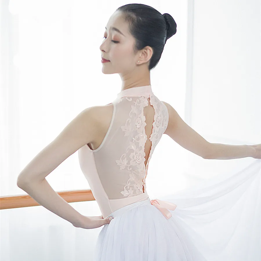 Кружевное боди с воротником стойкой и вышивкой балетная одежда балетные трико