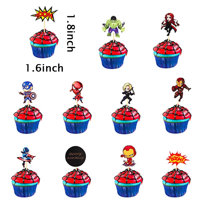 

54pcs Superhero Party Supplies Kits Theme Party Supplies Balloons Cakecup Cake Topper Banner for Kids Birthday Party Decorations