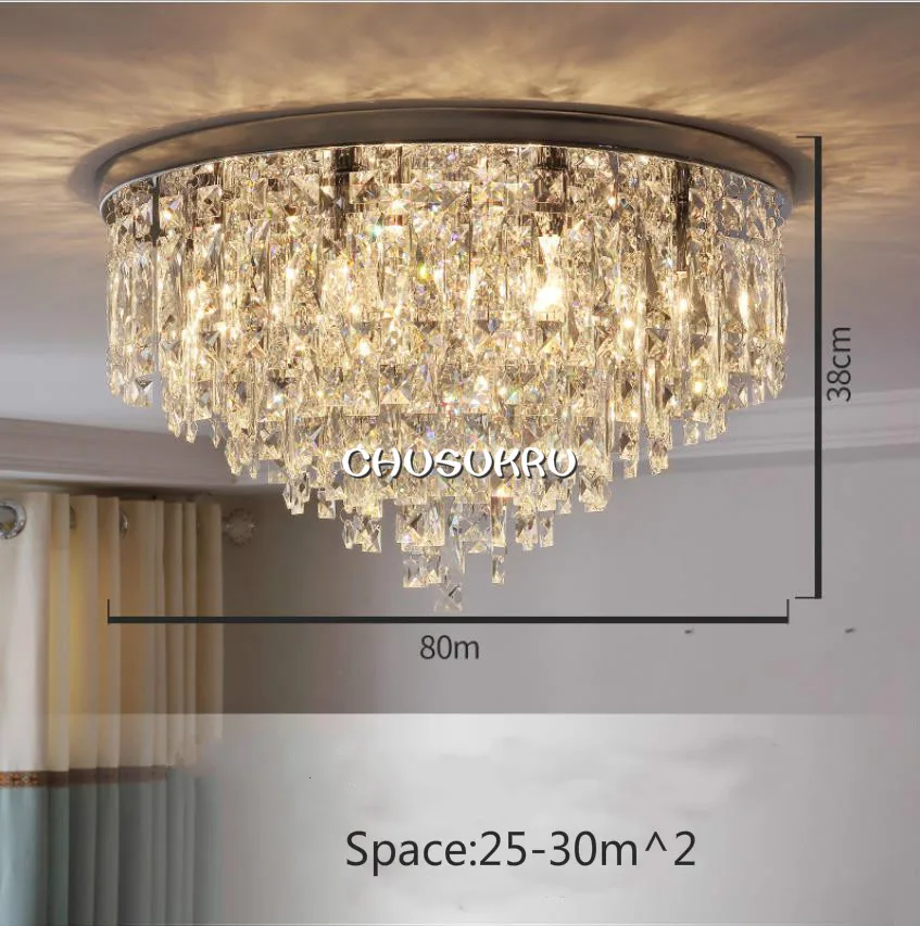 D80xH38cm Современные хрустальные люстры, светильники, подвесные люстры для гостиной, столовой, спальни, зала, ресторана, гостиничного декора - Цвет абажура: D80xH38cm