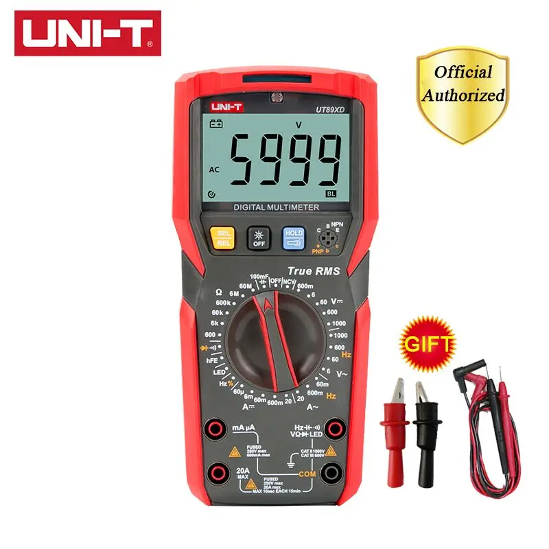 UT89XD with gift 1 UNI-T UT89X UT89XD True RMS Профессиональный цифровой мультиметр тестер NCV 20A ток AC DC вольтметр измеритель сопротивления емкости - Цвет: UT89XD with gift 1