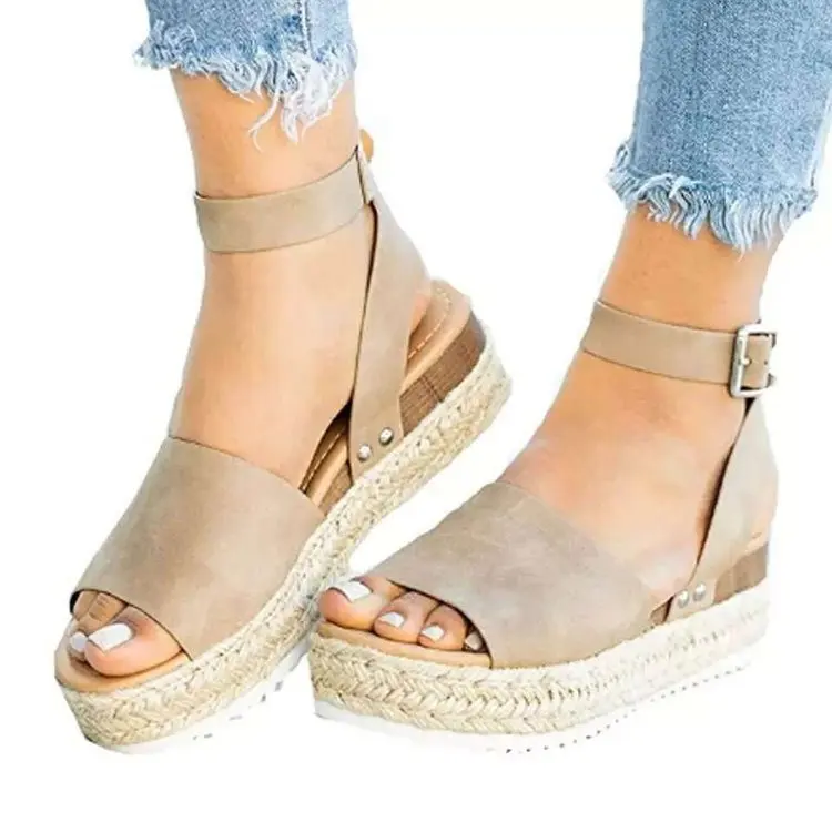 Spring and Summer New Leopard Print Sandals Women's European American Woven Flax Platform Strip Winding Wish | Обувь