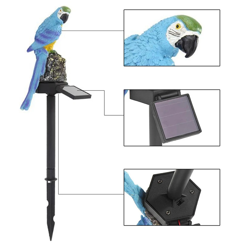 

Modern Parrot Solar Lamp Garden Decor Resin Lantern Outdoor Waterproof Courtyard Lawn Pathway Animal Shape LED Lights