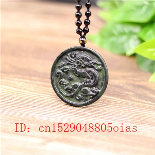 Натуральный черный зеленый китайский Нефритовый Дракон Подвеска бусины