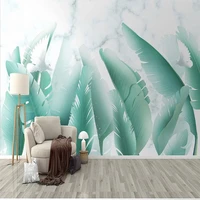 custom self adhesive wallpaper nordic minimalist hand painted tropical leaves marble home decor papel de parede sticker tapety