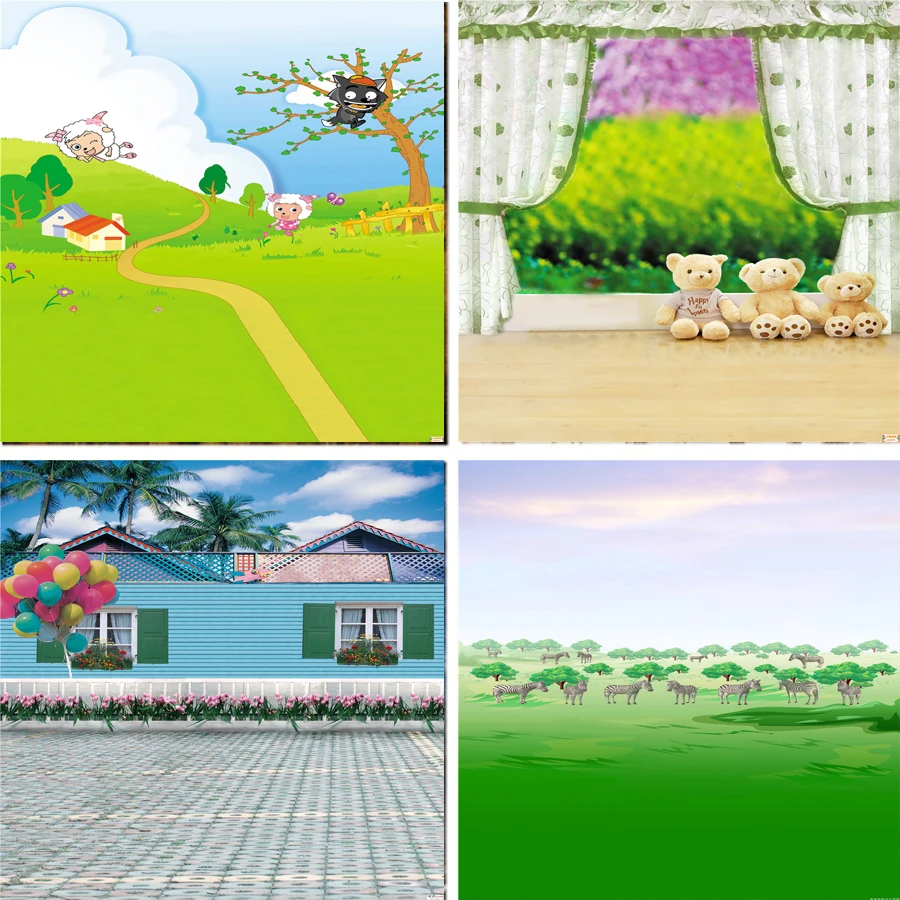 Реквизит для фотосъемки Nitree фон с мультяшной тематикой улицы Виниловый