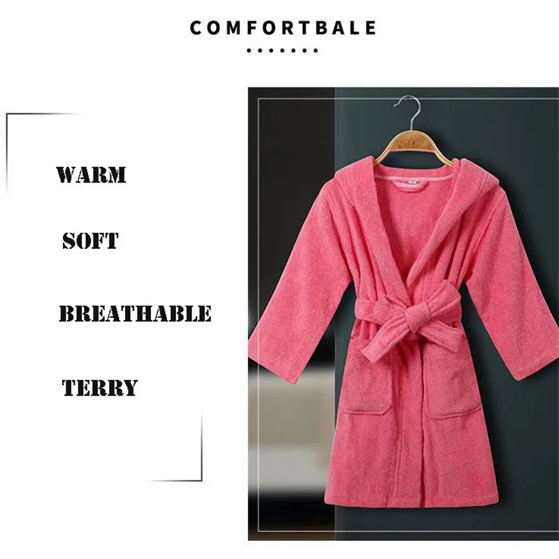 Премиум сплошной цвет хлопок для малыша Детский банный халат с рисунком