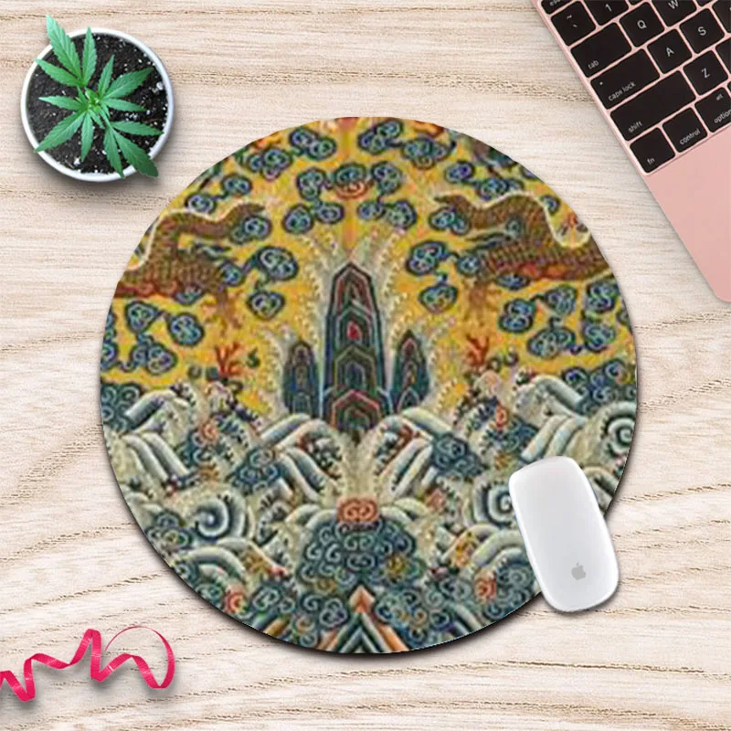 

MRGLZY Mouse Pad Small Round Seam Retro Style Cartoon Laptop Desk Pad Washable Custom Mouse Pad wireless charging mouse pad