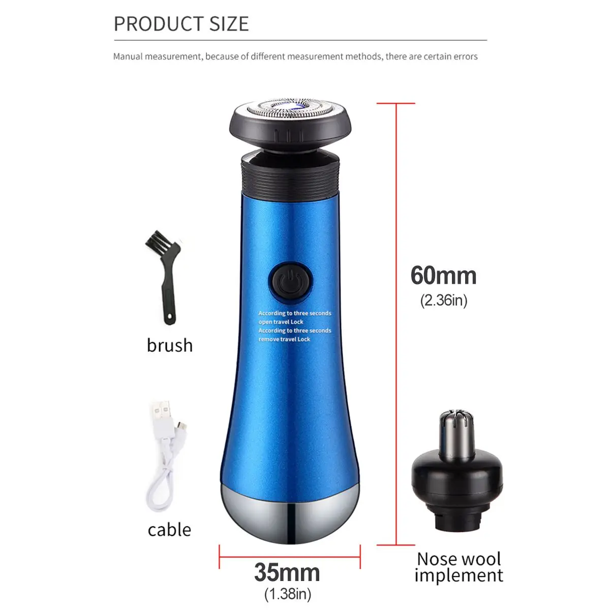 

2-IN-1 Portable Men's Electric Multifunctional Shaver Mini Shaver Rechargeable Low Noise 4D Floating Washable Shaving Heads