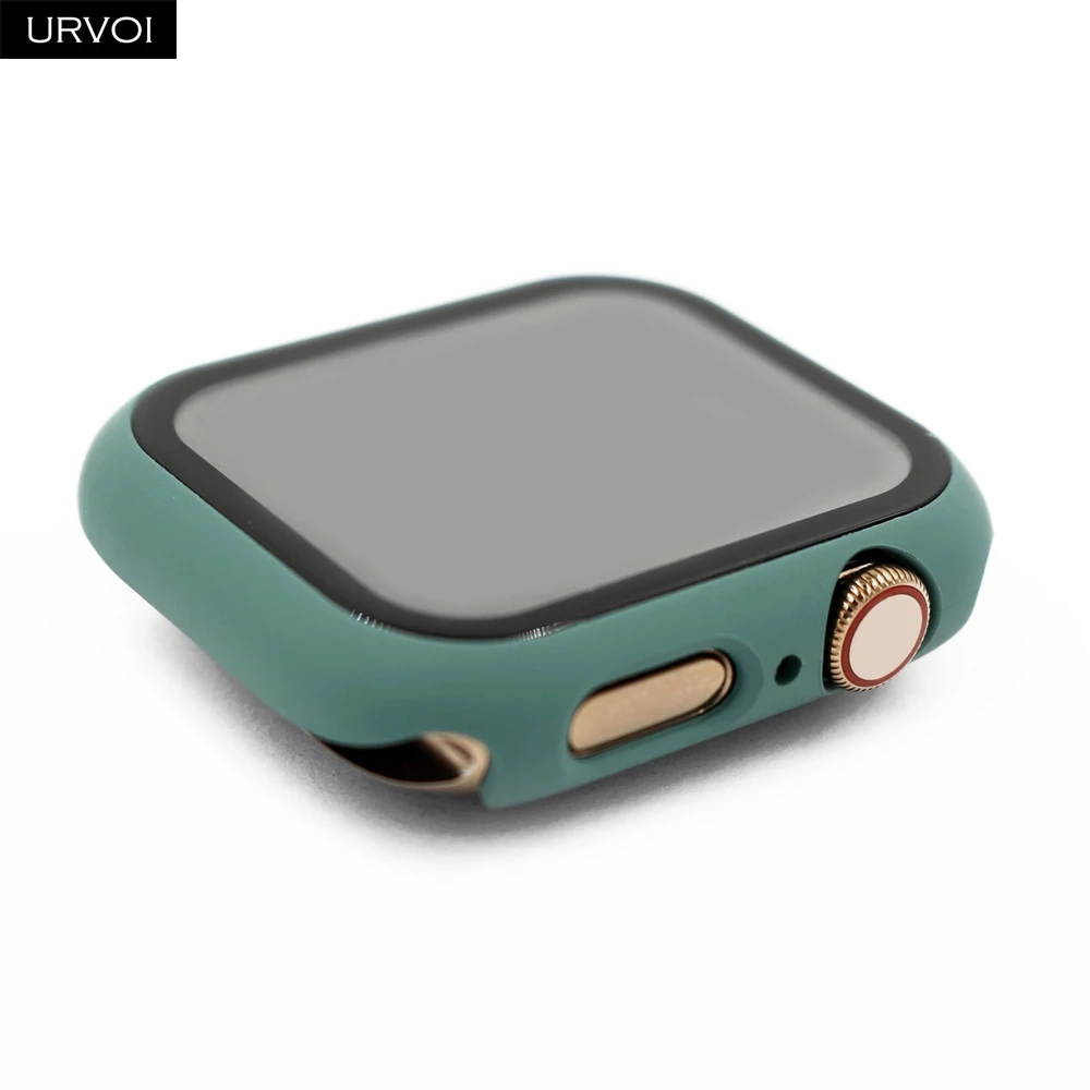 Чехол URVOI для Apple Watch series 6 SE 5 4 3 2 матовый пластиковый бампер с закаленным стеклом