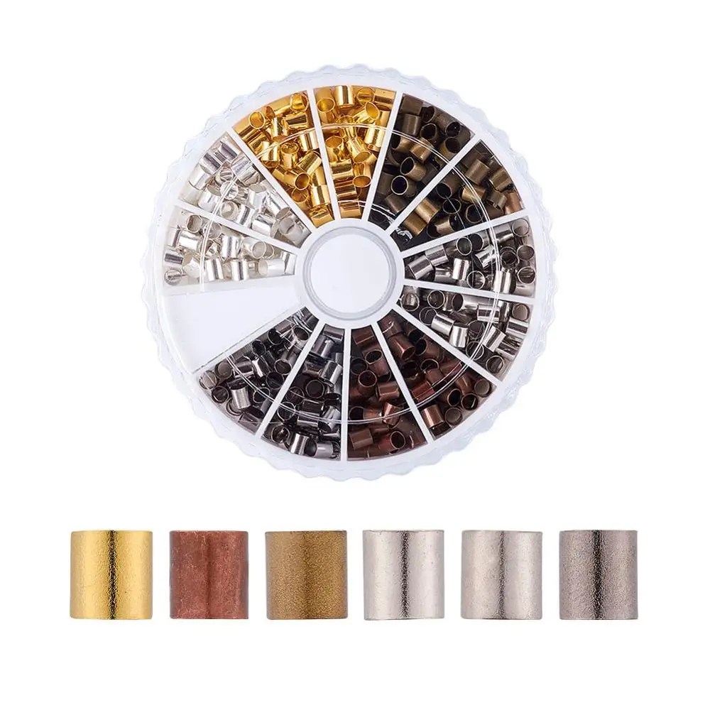 

1 коробка 6 цветов пробки Обжимные бусины 3x3 мм отверстие: 2 ~ 2,5 мм около 420 ⑤ кор. Обжимные бусины для самодельные Украшения, Аксессуары