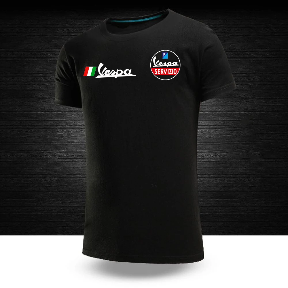 

2021 летние мужские футболки Vespa Логотип Топы Повседневная модная футболка рубашка с короткими рукавами 100% хлопок унисекс с круглым воротом в...