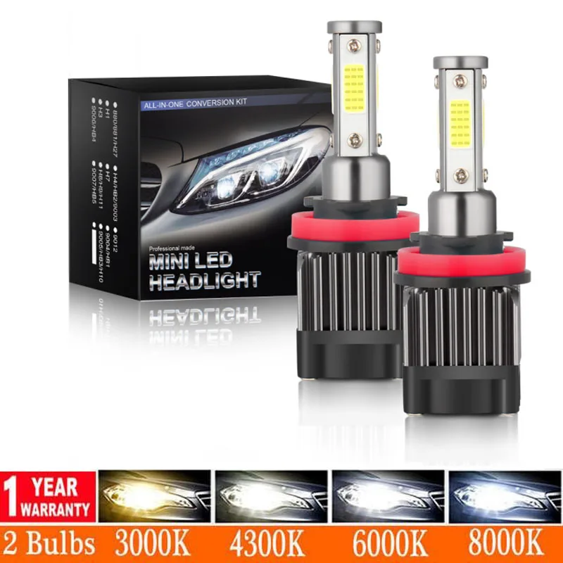 

2Pcs Mini Size Car Headlight H4 H7 LED 3000K 4300K 5000K 6500K 8000K 12000K H1 H8 H9 H11 9005 9006 LED Bulb Auto Fog Light 12V