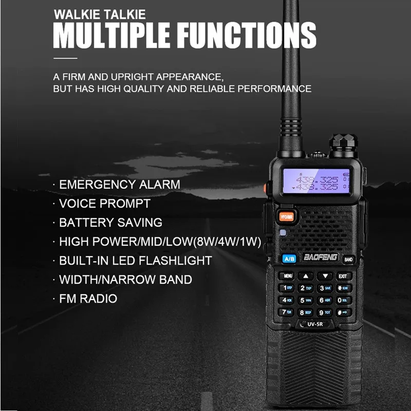 8W High Power Baofeng UV-5R Walkie Talkie Amateur Radio Scanner VHF UHF CB Radio Comunicador USB Woki Toki 3800mAh UV5R Hunting