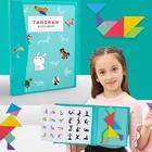 Магнитная 3D головоломка Tangram, настольные игры, красочные детские развивающие игрушки Монтессори, развивающая игрушка для развития мозга, подарок для детей