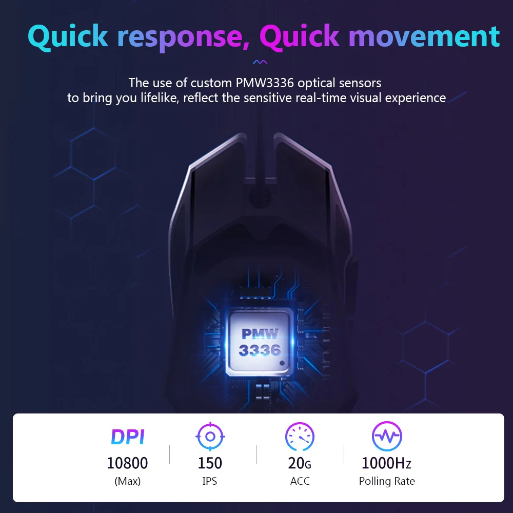 dareu em915 rgb gaming mouse pmw3336 10800 dpi 50 million life 7 button mice with kbs buttons omni directional trigger for gamer free global shipping