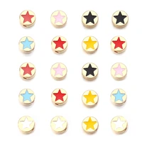 20pcs 4x8mm colored round star enamel alloy metal beads for necklace bracelet diy jewelry making handmad accessories