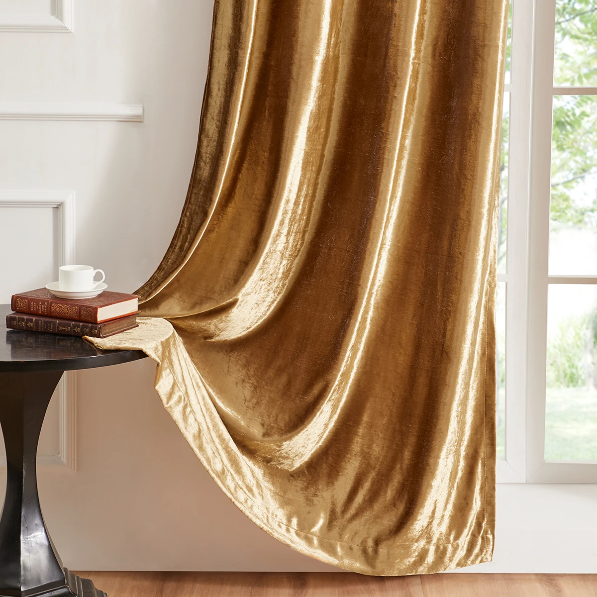 

Gold Luxury Blackout Curtains for The Bedroom Living Room Home Decor Solid Shading Window Curtain