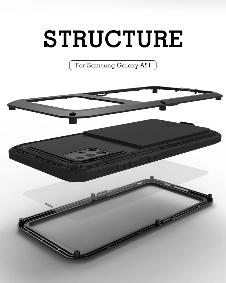 LOVE MEI Powerful Phone Case For Samsung Galaxy A51 A52 A53 A71 Metal Armor Shock Dirt Proof Water Cases For Galaxy A41