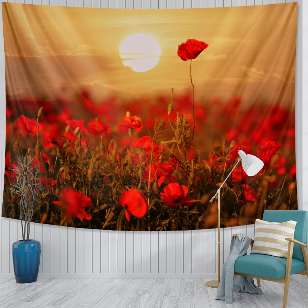 Красочные цветочные растения гобелены Лаванда Подсолнух дикие с цветами