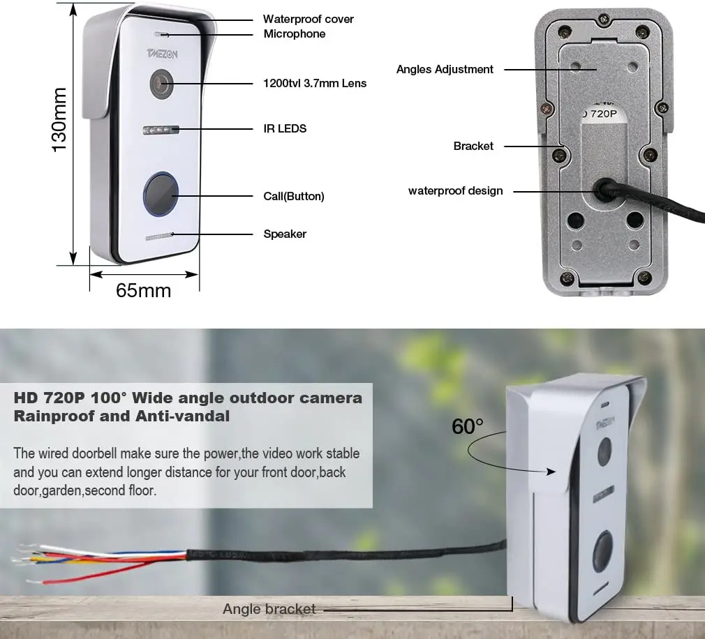 30% для б/у TMEZON Беспроводной видео-телефон двери дверной звонок Домофон Системы 10