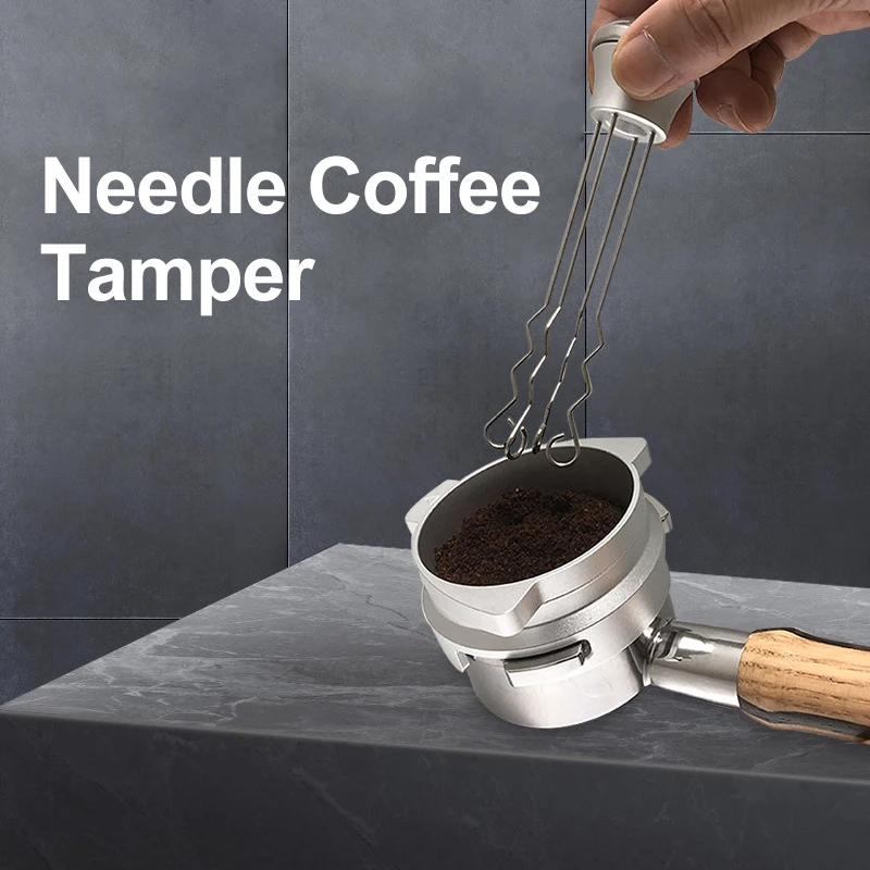 

Stainless Steel Solid Wood Handle Needle Coffee Tamper Coffee Cloth Powder Cafe Utensils Needle Powder Distributor Coffee Tools