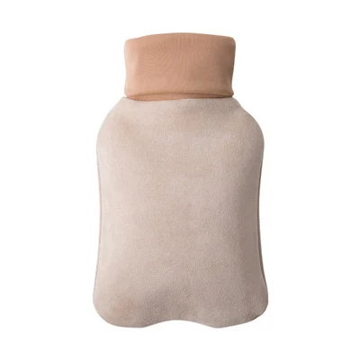 Light Beige Классическая ПВХ белая Бутылка горячей воды 1000 мл с замшевый чехол Портативный Большой ручной обогреватель для ног мешок горячей воды мешок для облегчения боли - Цвет: Light Beige